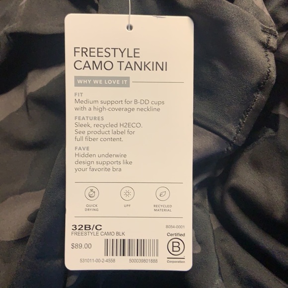 ATHLETA Freestyle Camo Tankini Black SWIM NWT - Picture 3 of 3